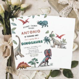Invitación Dinosaurio acuarela de estómago chomp parte de cum