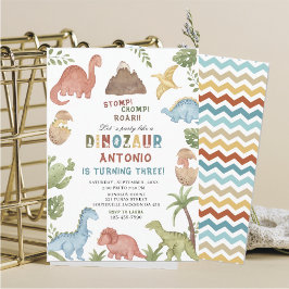 Invitación Dinosaurio acuarela de estómago chomp parte de cum