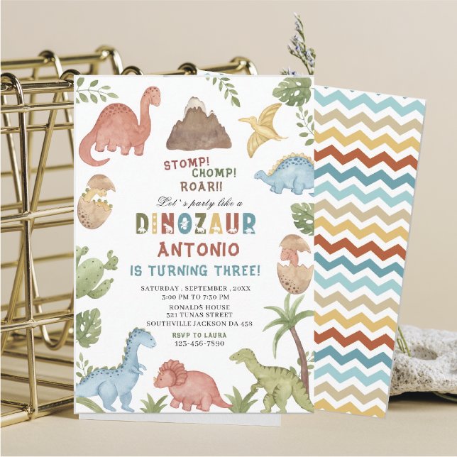 Invitación Dinosaurio acuarela de estómago chomp parte de cum (Subido por el creador)