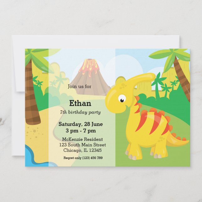 Invitación Dinosaurio adorable (Anverso)
