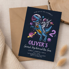 Invitación Dinosaurio Astronauta Segundo Viaje Alrededor del