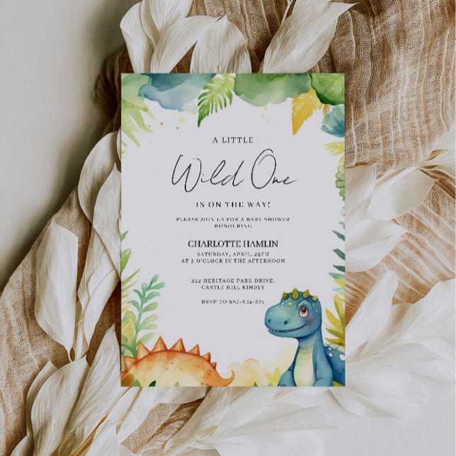 Invitación Dinosaurio Baby Shower acuarela (Watercolor Baby Shower Dinosaur Invitation)