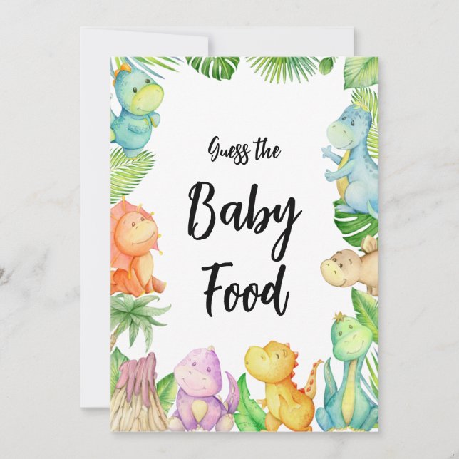 Invitación Dinosaurio Baby Shower Adivinan a los bebés (Anverso)