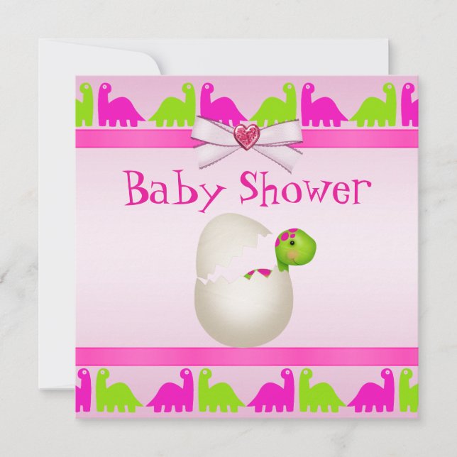 Invitación Dinosaurio Baby Shower, bebé recién casada (Anverso)
