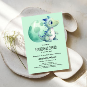 Invitación Dinosaurio bebé lindo con su Baby Shower de huevo