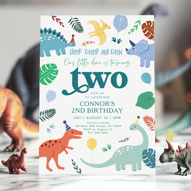 Invitación Dinosaurio Blue Boy deja segundo cumpleaños (Subido por el creador)