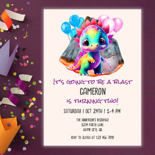 Invitación Dinosaurio colorido para ser un Fiesta de cumpleañ
