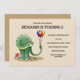 Invitación Dinosaurio con globos Cumpleaños