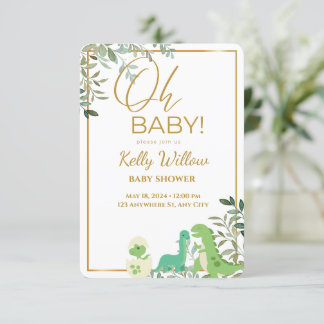 Invitación Dinosaurio con salida de eucalipto Oh Baby Shower