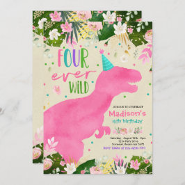 Invitación Dinosaurio cuatro Fiestas salvajes cumpleaños