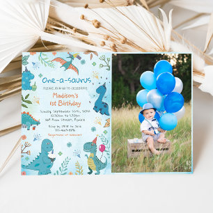 Invitación Dinosaurio Cute One-A-Saurus 1er cumpleaños foto