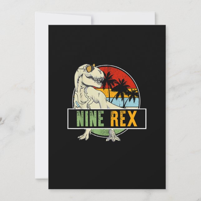 Invitación Dinosaurio de 9 años Cumpleaños 9T Rex Dino 9 Saur (Anverso)