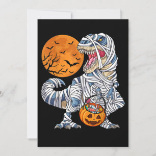 Invitación Dinosaurio de Halloween T rex Momia Calabaza