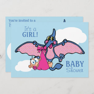 Invitación Dinosaurio del Pterodactyl es un chica Baby Shower
