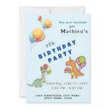 Dinosaurio dino fiesta niños cumpleaños azul diver