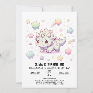 Invitación Dinosaurio divertido adorable primer cumpleaños