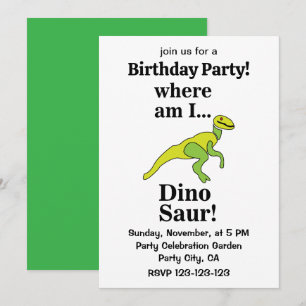 Invitación Dinosaurio ¿Dónde estoy? Fiesta de cumpleaños dive
