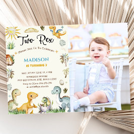 Invitación Dinosaurio Dos Niño Rex