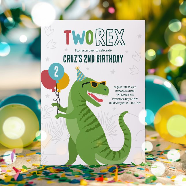 Invitación Dinosaurio Dos Rex Fiesta de cumpleaños T-Rex (Subido por el creador)