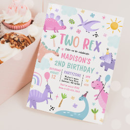 Invitación Dinosaurio Dos Rex Fiesta del Segundo Cumpleaños