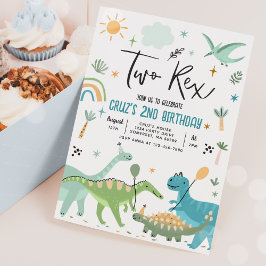 Invitación Dinosaurio Dos Rex Fiesta del Segundo Cumpleaños
