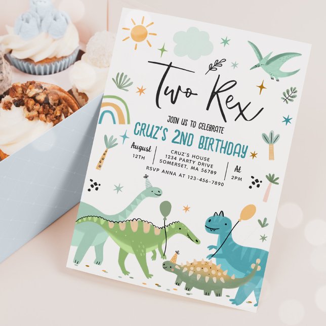 Invitación Dinosaurio Dos Rex Fiesta del Segundo Cumpleaños (Subido por el creador)