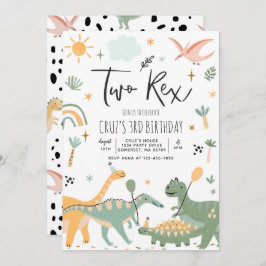 Invitación Dinosaurio Dos Rex Fiesta del Segundo Cumpleaños