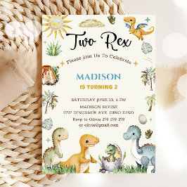 Invitación Dinosaurio Dos Rex Niño