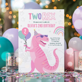 Invitación Dinosaurio Dos Rex Segundo Fiesta de Cumpleaños Ro