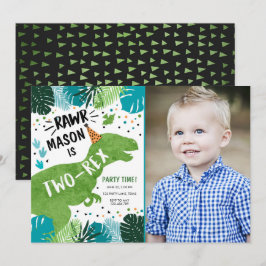 Invitación Dinosaurio Dos Rex T-Rex RAWR Segundo Cumpleaños