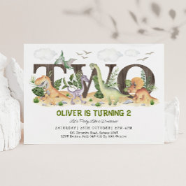 Invitación Dinosaurio escénico dos salvajes Fiestas del segun