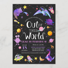 Invitación Dinosaurio Espacial Fuera De Esta Galaxia Mundial 