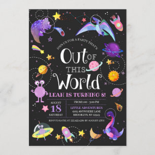 Invitación Dinosaurio Espacial Fuera De Esta Galaxia Mundial
