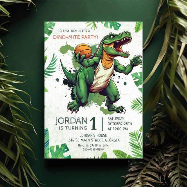 Invitación Dinosaurio Fiesta Dino-mite de primer cumpleaños (Subido por el creador)