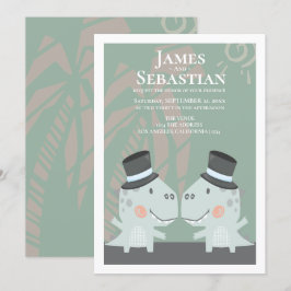 Invitación Dinosaurio gay moderno dos Bodas de Groom