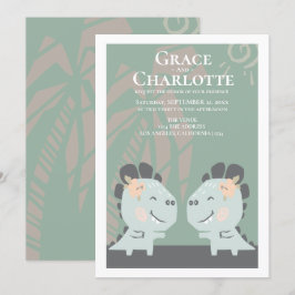 Invitación Dinosaurio gay moderno dos novias Boda