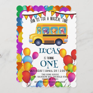 Invitación Dinosaurio gracioso de vuelta a la escuela niño de