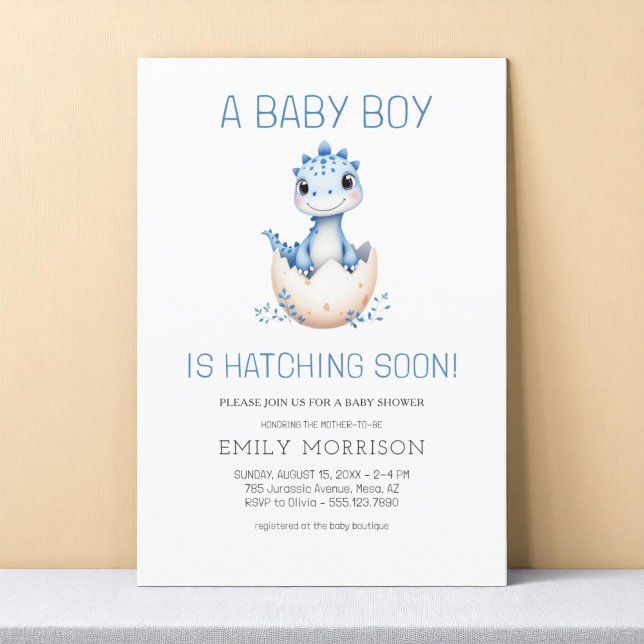 Invitación Dinosaurio Hatching pronto Blue Boy Baby Shower (Subido por el creador)