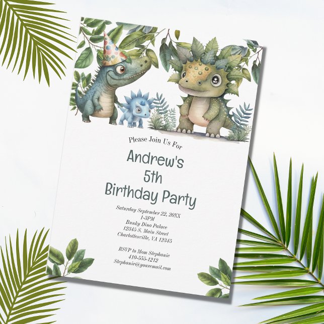 Invitación Dinosaurio infantil 4.ª Fiesta de Cumpleaños 5.º (Subido por el creador)