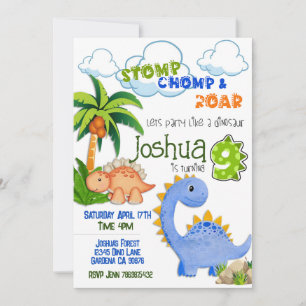 Invitación Dinosaurio invitando a cumplir 9 años