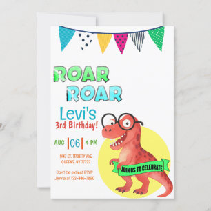 Invitación Dinosaurio Jóven cumpleaños Wild