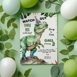 Invitación Dinosaurio Jungla Cumpleaños de tres rex