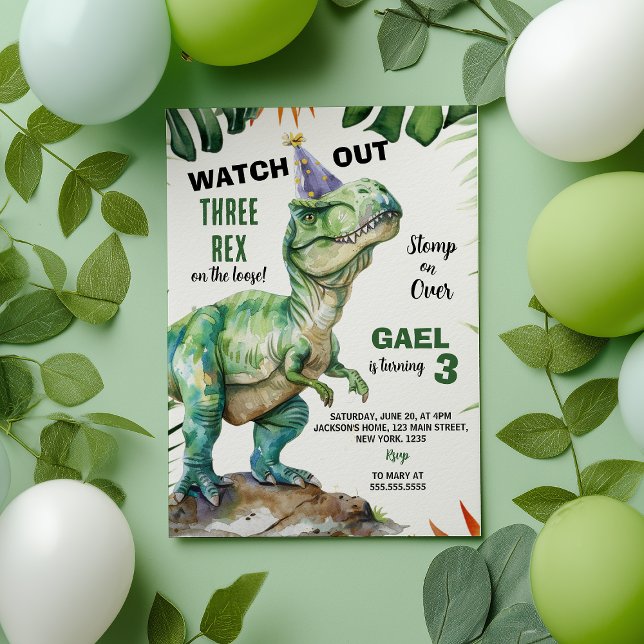 Invitación Dinosaurio Jungla Cumpleaños de tres rex (Subido por el creador)