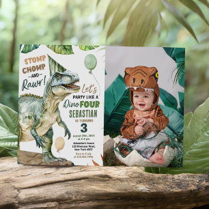 Invitación Dinosaurio jungla T Rex foto Fiesta de tercer cump