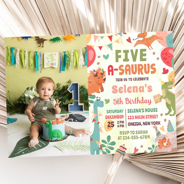 Invitación Dinosaurio lindo 5-A-Saurus 5.ª foto (Subido por el creador)