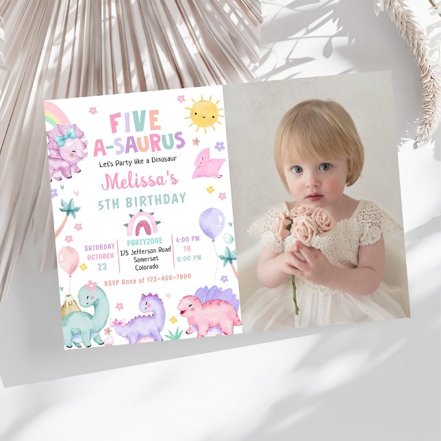 Invitación Dinosaurio lindo 5-A-Saurus 5.ª foto (Subido por el creador)