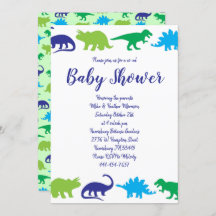 Dinosaurio lindo Baby Shower Dino Blue and Green B