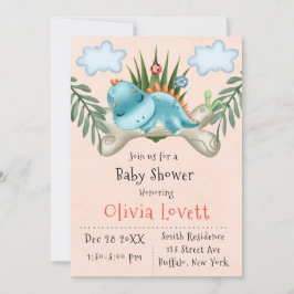 Invitación Dinosaurio lindo y Baby Shower de amigos