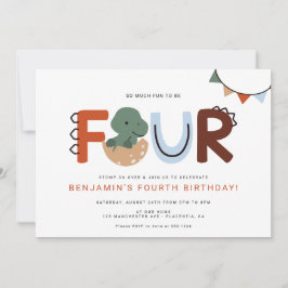 Invitación Dinosaurio moderno cuarto Fiesta de cumpleaños