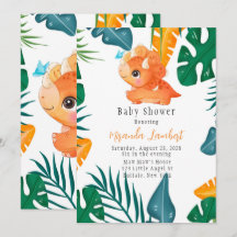 Dinosaurio Naranja Tropical Baby Shower